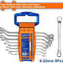 Llaves para tuerca de 8 pzas. 6-22mm. Acabado pulido. (Juego)