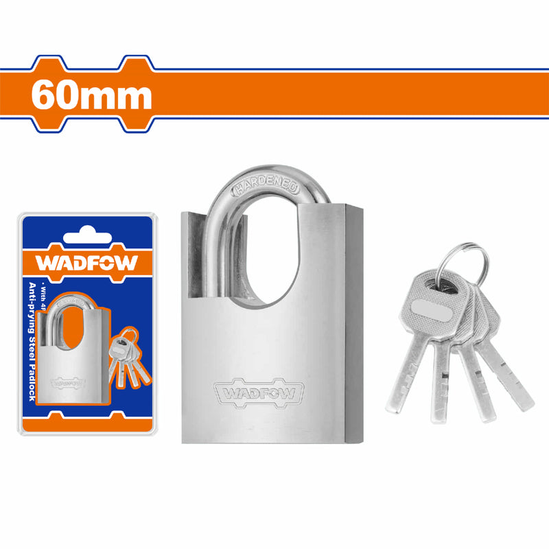 Candado acero antipalanca 60mm. Cilindro de latón. Incluye 4 llaves. Anti-intrusión.