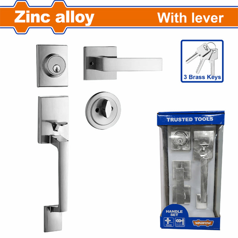 Cerradura puerta de entrada principal. Niquel satinado. 3 llaves. Con gatillo cilindro único.