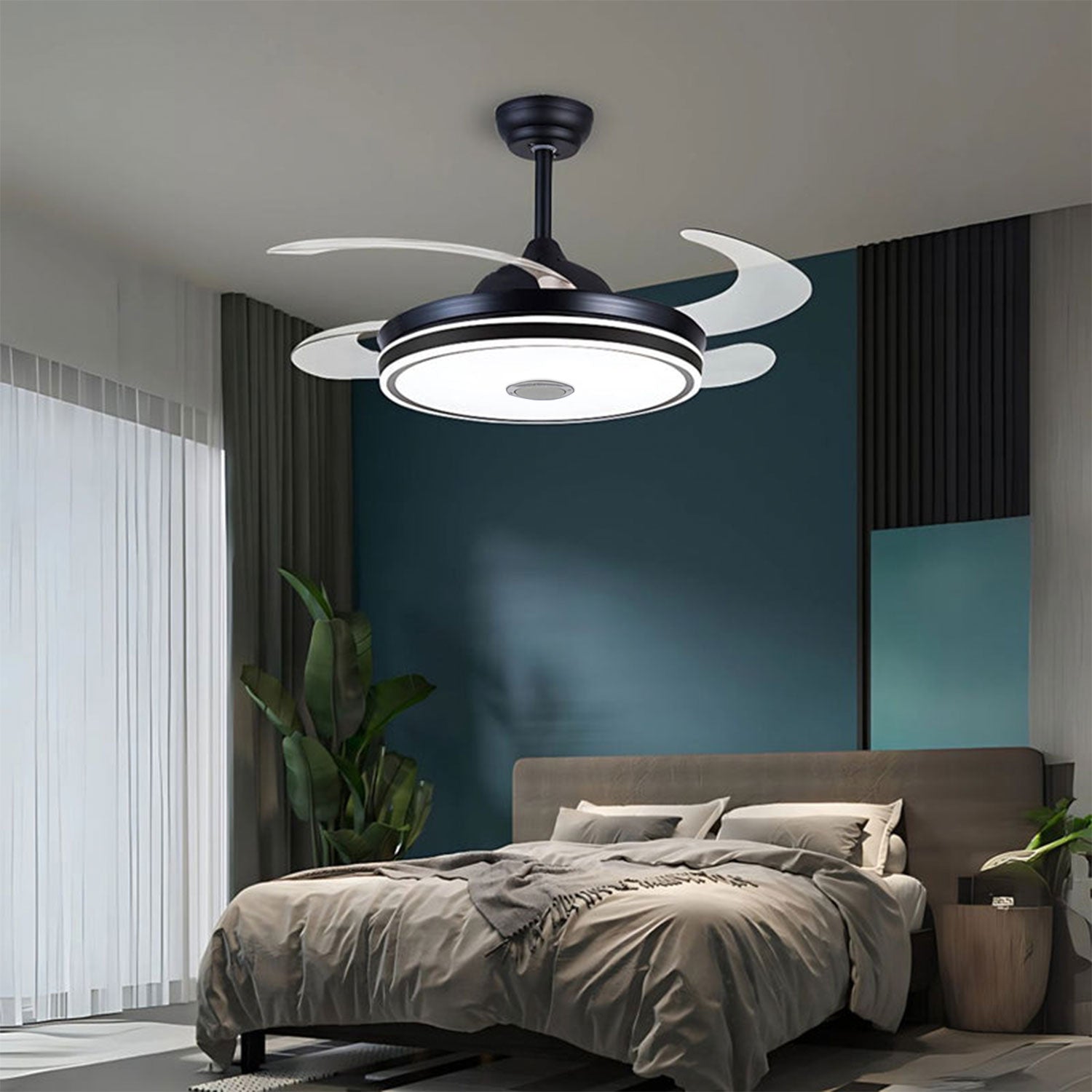 Abanico De Techo Con Lámpara Y Bocina Bluetooth. 3 tonos de luz. 42" Ventilador a control remoto. Fan 110v