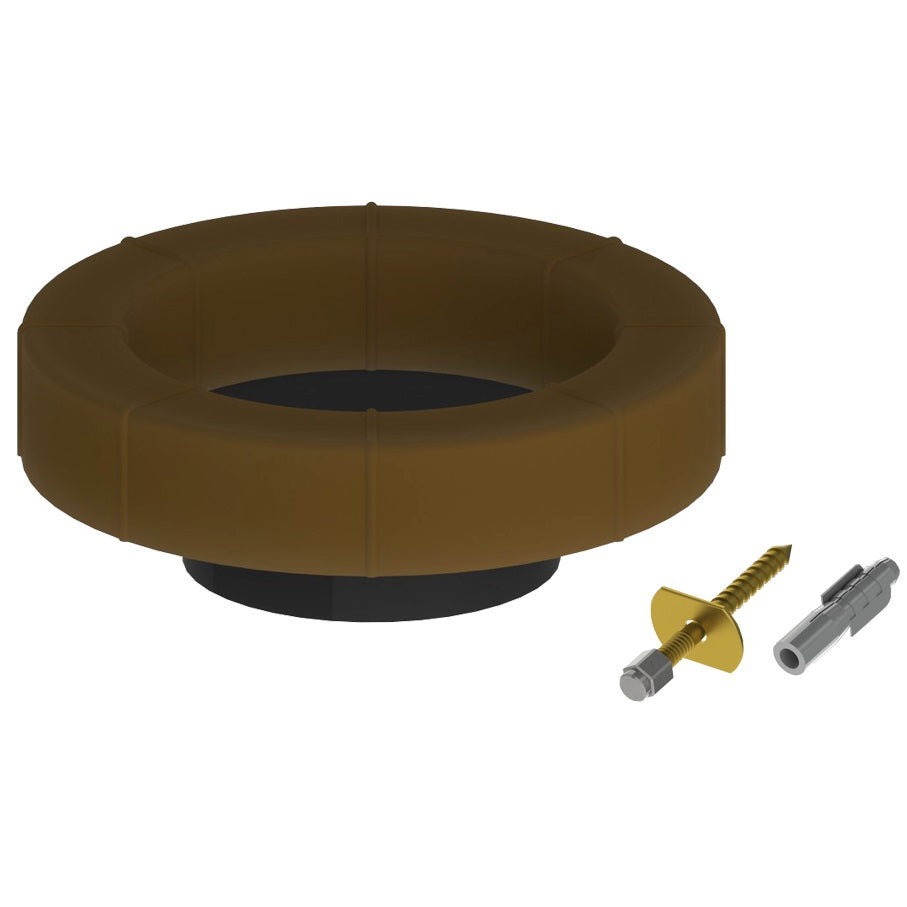 Anillo de cera para instalación de inodoros con guía y herrajes de instalación