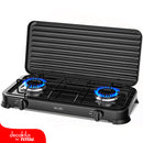 Estufa de gas portátil de dos quemadores, 2.2Kw cubierta de hierro antideslizante.