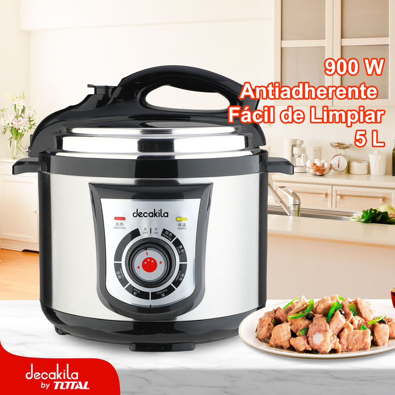 Olla de Presión Eléctrica Multifuncional 5L 120V 50-60Hz 900W Antiadherente. Incluye accesorios.