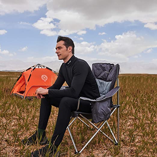 Silla plegable color gris de 50cm x 99cm x 99cm con cooler y portavasos