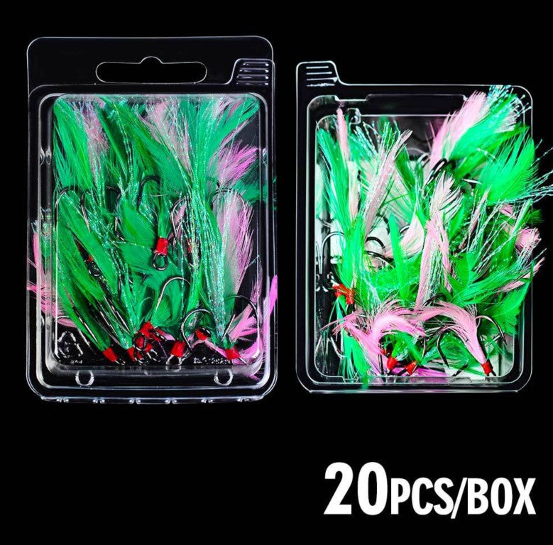 Señuelo de plumas anzuelo triple verde