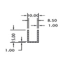 S2 Uchanel inox 8 mm glass. 3 mts largo.T-304. acabado Brillante.