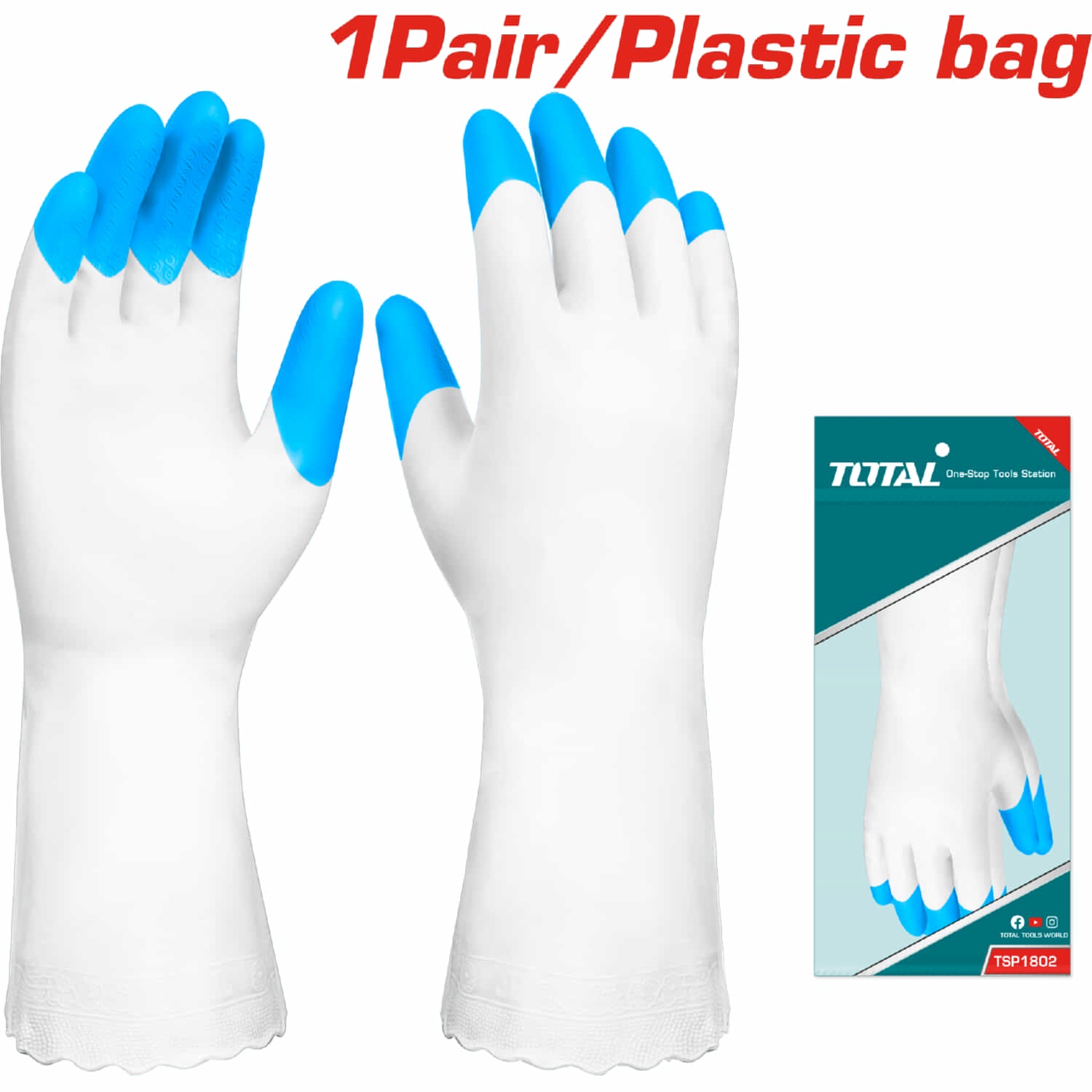 Guantes de PVC Alta Calidad para limpiar y lavar platos. Talla L (Par)
