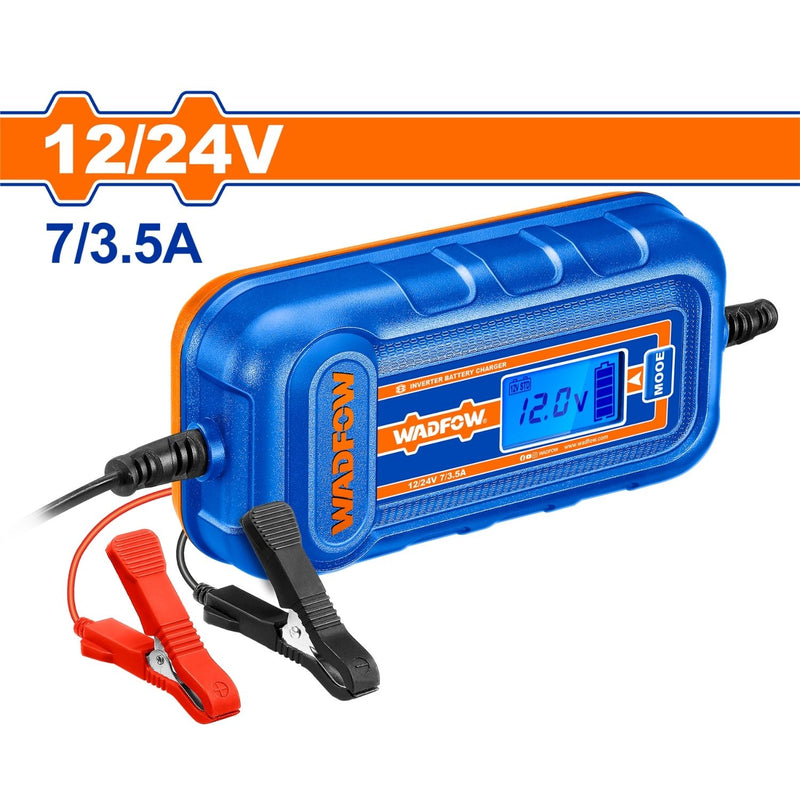 Cargador de baterías 12/24V. Frecuencia: 50/60hz. Corriente nominal: 7A. Capac. 120Ah