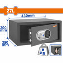 Caja fuerte de seguridad eléctrónica 27L. 200 x 430 x 350mm. Registra 3 a 8 dígitos.