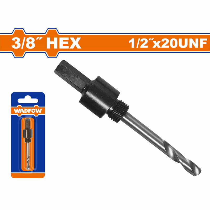 Mandril para Broca circular sacabocado vástago hexagonal 3/8". Funciona para brocas de 14 a 30mm.