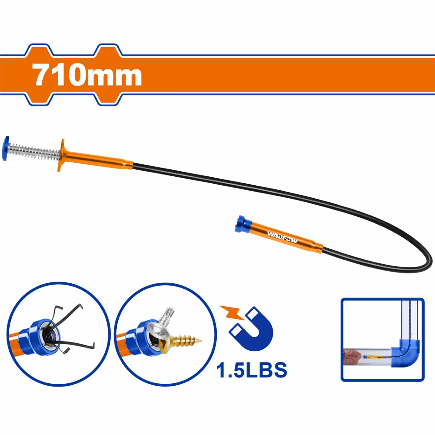 Recogedor Flexible con garra Longitud 710mm Capacidad agarre 750g Mango de plástico.