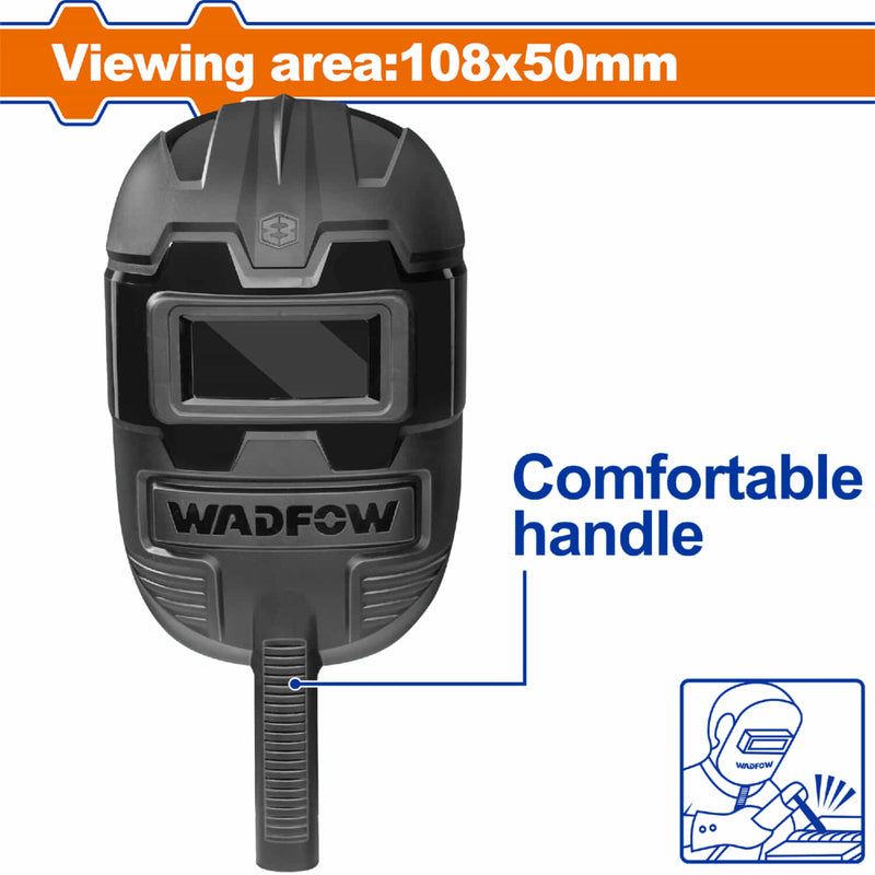 Máscara de soldadura. Area de visión 108x50mm. Mango cómodo para soldar