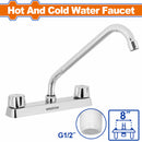 Llave de fregador de 8¨con modo agua fría y caliente. Acabado cromo, con un brillo perdurable.