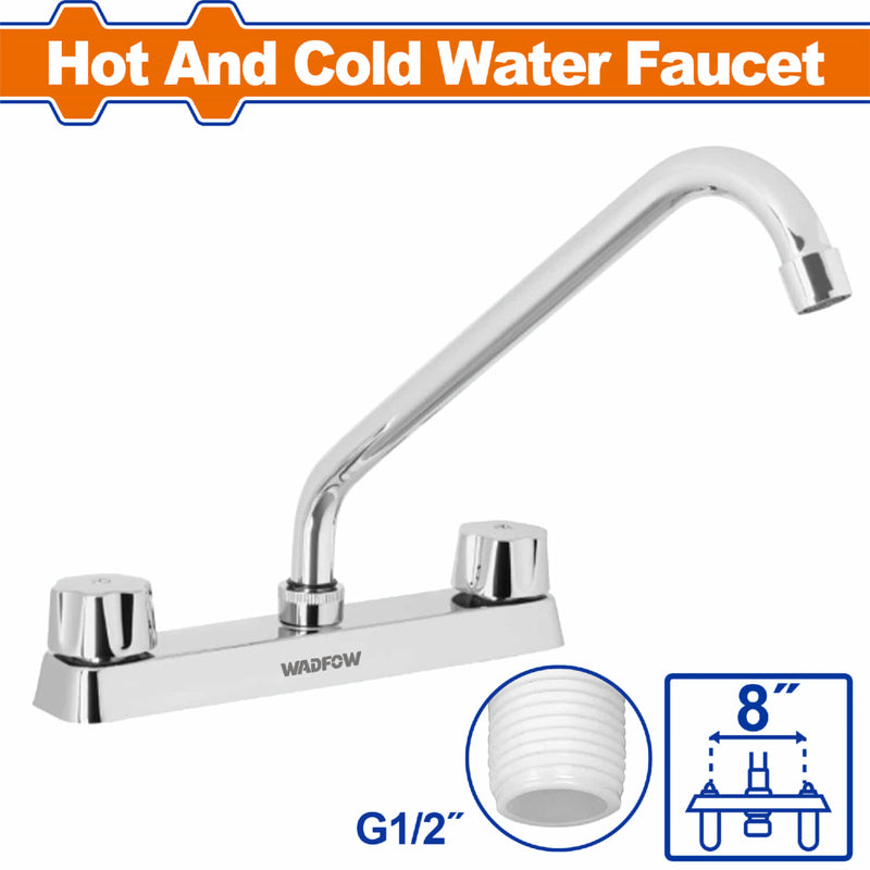 Llave de fregador de 8¨con modo agua fría y caliente. Acabado cromo, con un brillo perdurable.