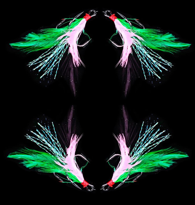 Señuelo de plumas anzuelo triple verde