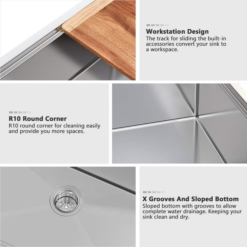 Fregador acero inoxidable 33" x 22" x 10" calibre 16.