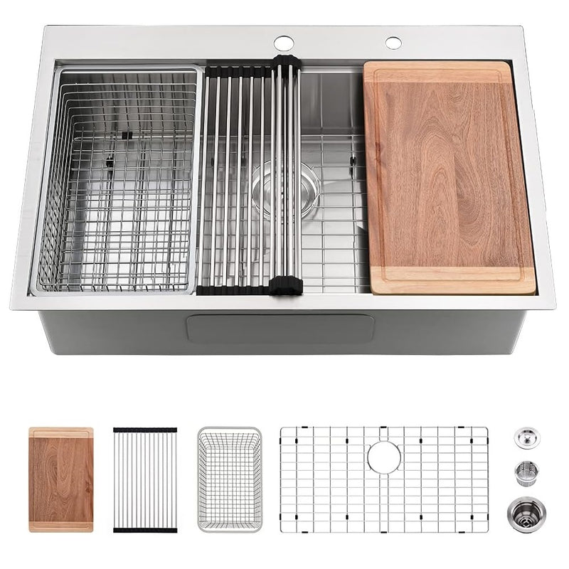 Fregador acero inoxidable 33" x 22" x 10" calibre 16.