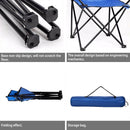 Silla plegable color azul de 50cm x 50cm x 80cm con portavasos