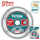 Disco de corte sierra TCT 9 1/4" 60T anillo reductor 16-25.4mm corte de madera. Sierra circular.