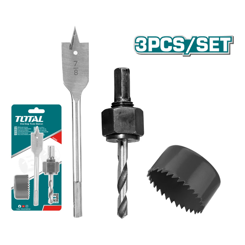 Broca instalación de cerraduras. Incluye: piezas de perforación y broca.Set de 3 piezas