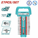 Dados Socket 1/4" Surtidos y mango socket de liberación rápida. Cr-V. 45T. Set de 27 piezas.