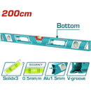 Nivel de Burbuja de 200 cm. Espesor del Aluminio 1.5mm. Alta Calidad. Alta Precisión.