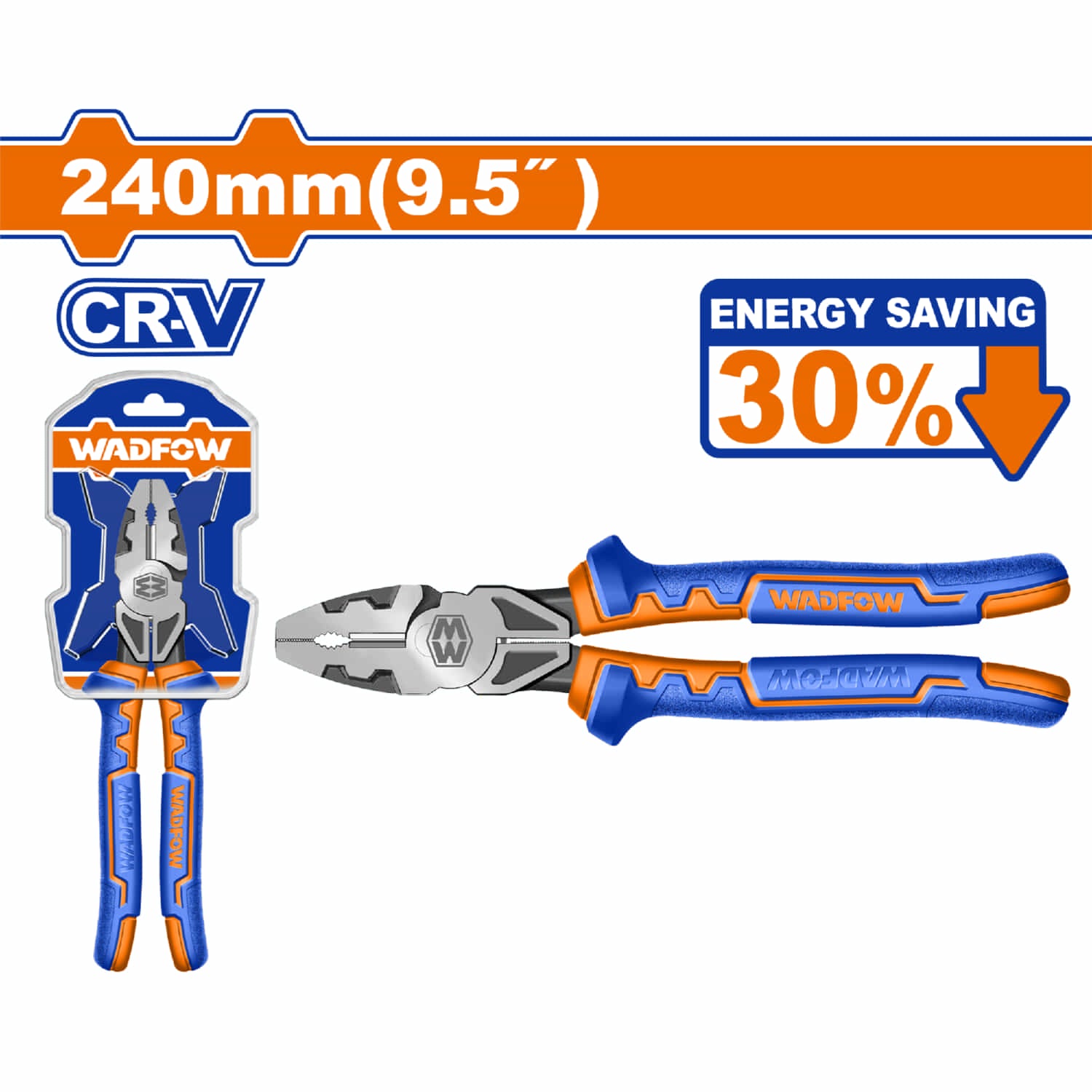 Alicate Combinado de alta palanca 9.5" Ahorro de energía 30% Mango cómodo. Acabado pulido.