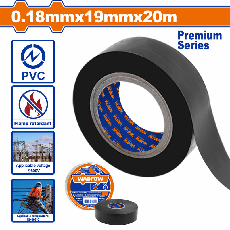 Gutapercha Tape Eléctrico de PVC puro 19mmx20m Color: Negro Cumple con la certificación UL SAA ROSH 2.0 Sim 3M 33+