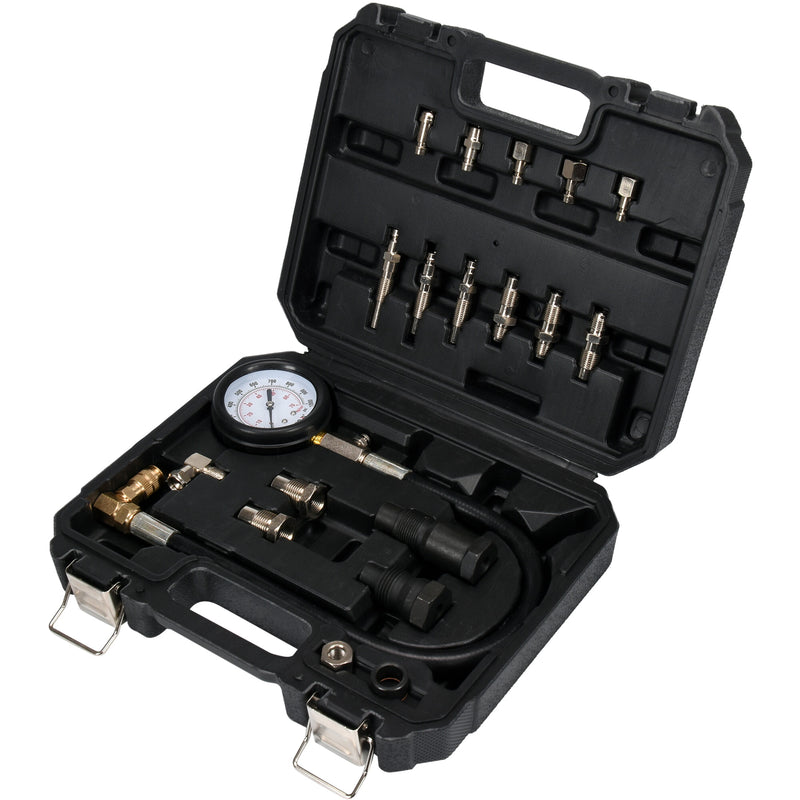 Probador test de compresión de motor Diesel 0-1000 PSI  (Set 19 pzas) Compresimetro Diesel