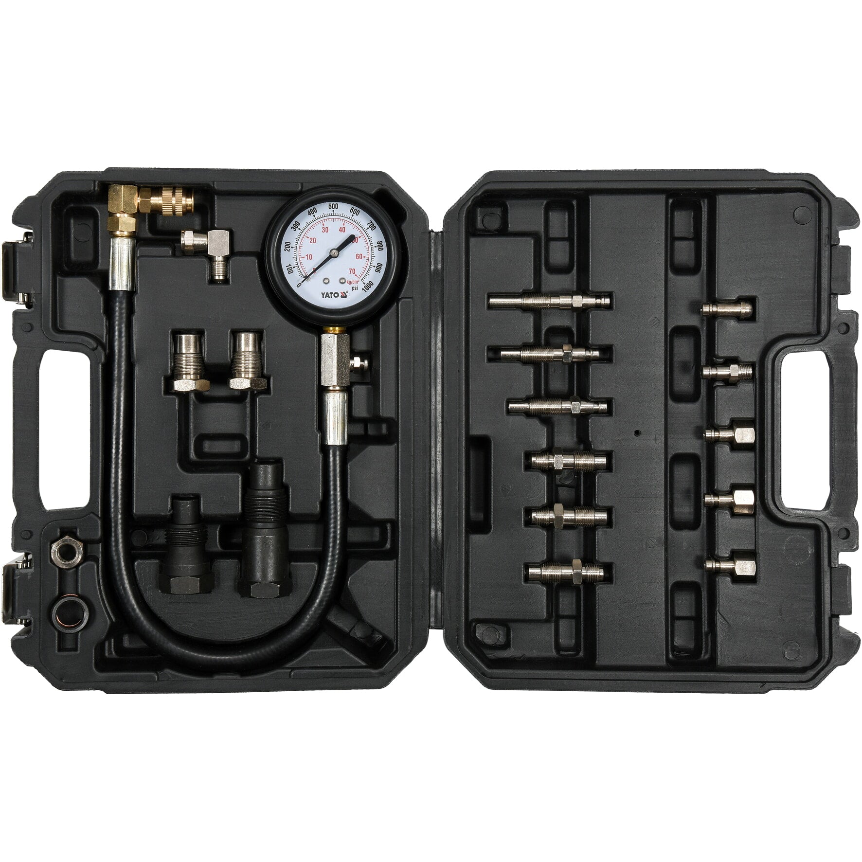 Probador test de compresión de motor Diesel 0-1000 PSI  (Set 19 pzas) Compresimetro Diesel