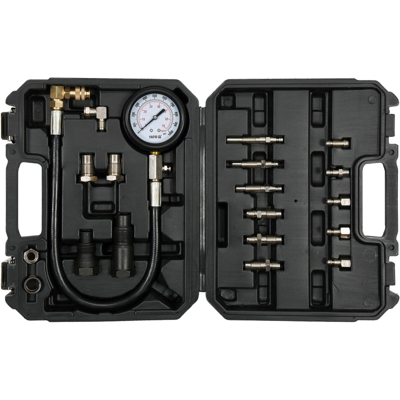 Probador test de compresión de motor Diesel 0-1000 PSI  (Set 19 pzas) Compresimetro Diesel