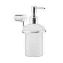 Dispensador para jabón líquido. Contenedor de vidrio y componentes metálicos.