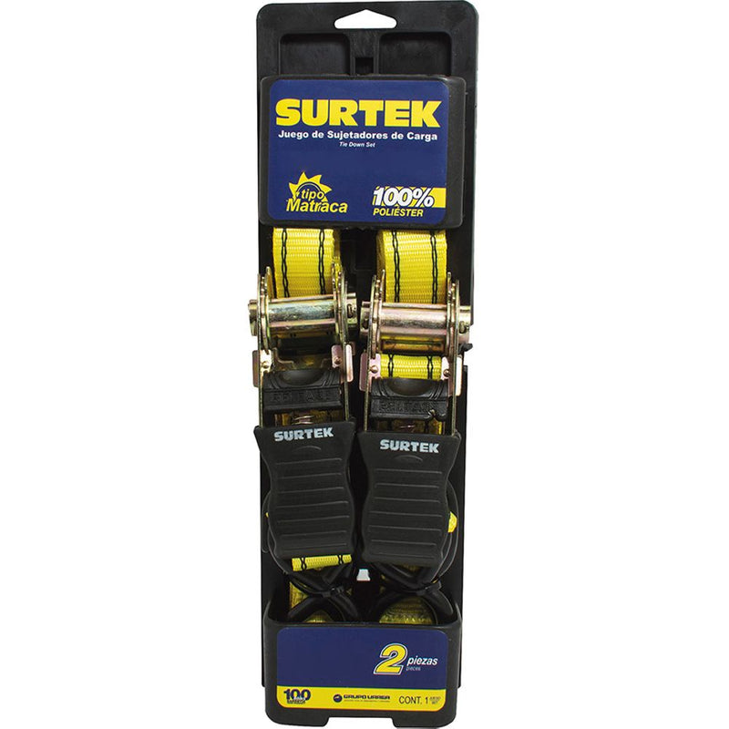 Juego de 2 sujetadores y tensores tipo matraca 1.8m Surtek