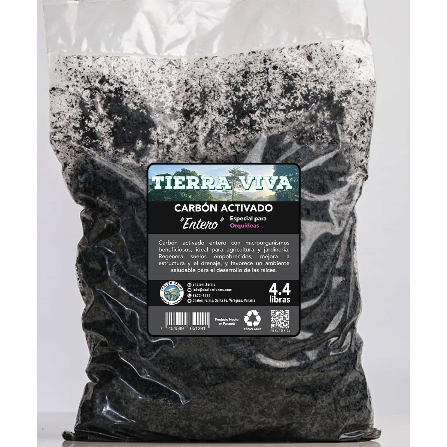 Carbón activado " Entero" 4.4 Libras