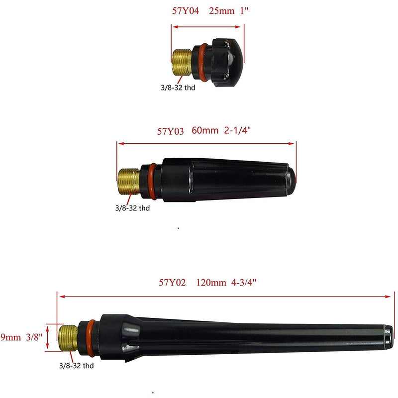 Kit de difusores de gas lens transparentes para soldadura tig antorcha WP 17/18/26 (kit 16 piezas)