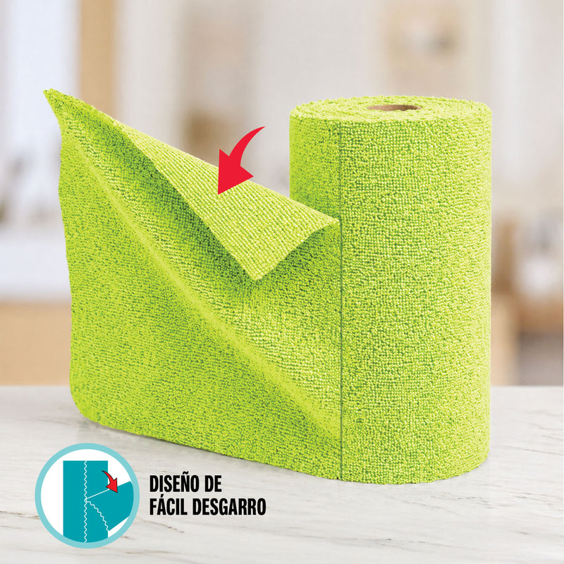 Paños de Microfibra en Rollo de 52 Unidades (Toallas 22×22cm). Trapos Súper Absorbentes y Reutilizables para Limpieza.