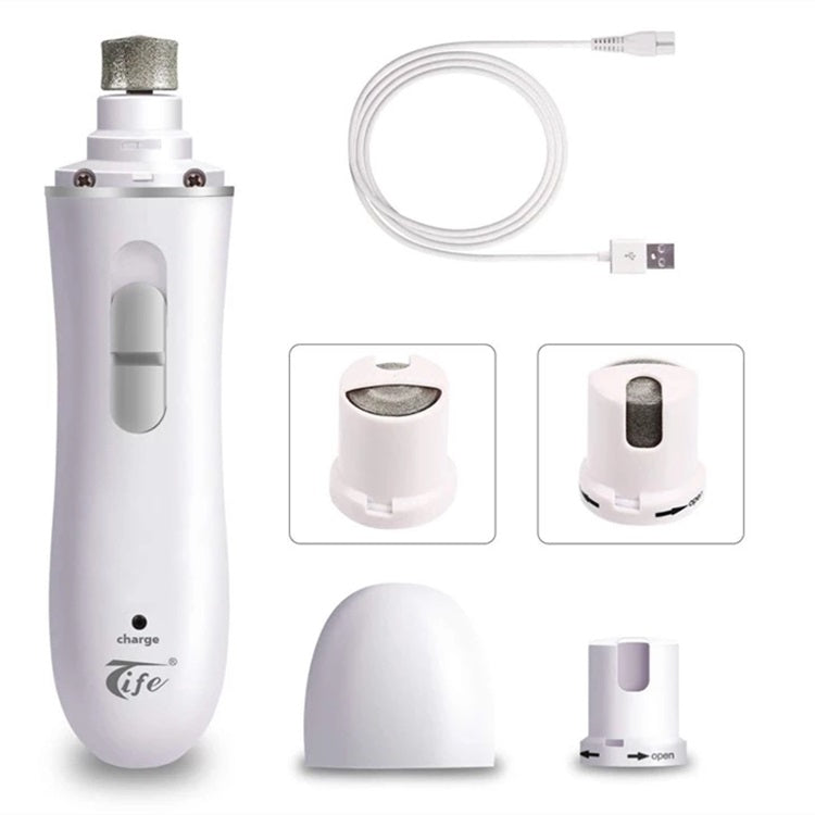 Corta uñas y pulidor eléctrico para mascotas. Recargable, incluye cable USB.