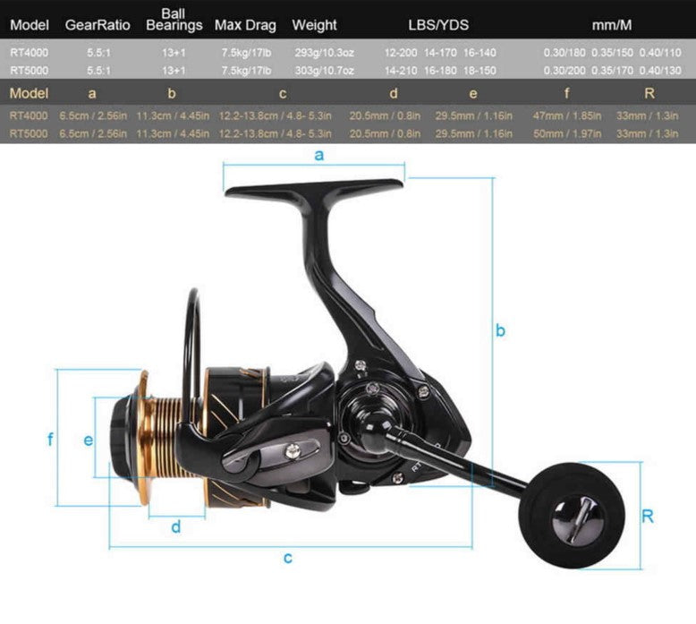 Carrete de pesca spinning Capaci 5000 series 13+1BB