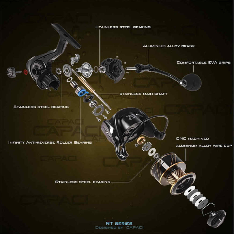 Carrete de pesca spinning Capaci 5000 series 13+1BB