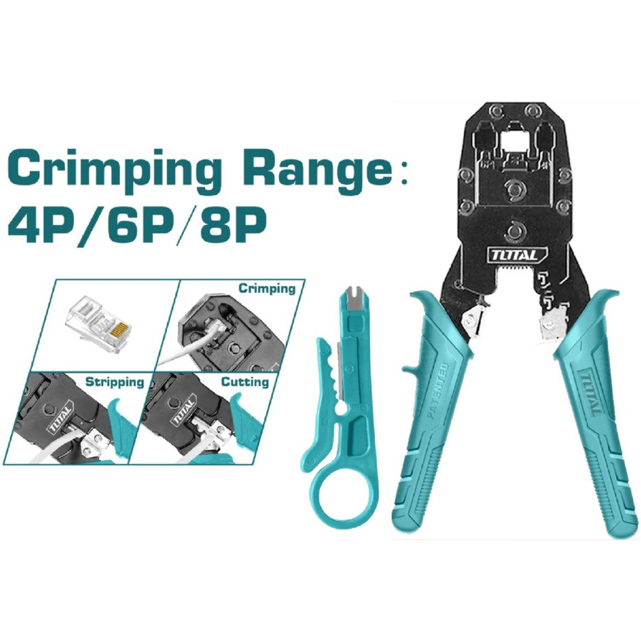 Crimpadora de enchufe modular Engarzado, Pelado, Corte, Longitud: 8", Mango de PVC de diseño único