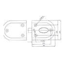 Cerradura sin llaves (pasador) p/puertas Dobles No requiere perforacion en vidrio 8 a 12 mm Satinada