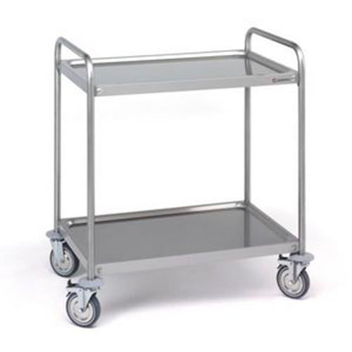 CARRITO DE SERVICIO DOBLE BANDEJA TROLLEY ACERO INOXIDABLE