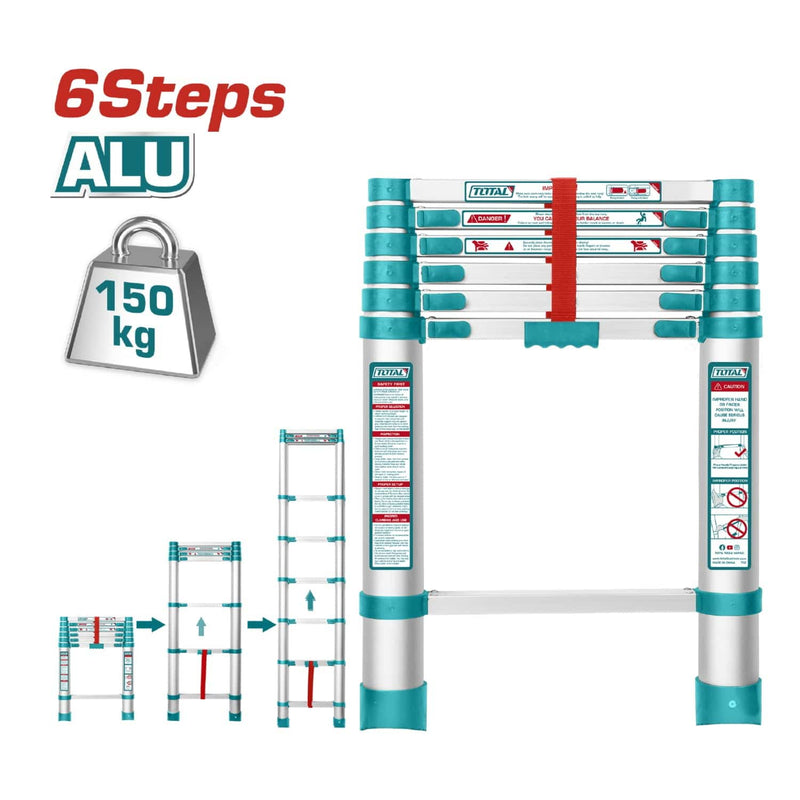 Escalera Telescópica De Aluminio De 6 Escalones.