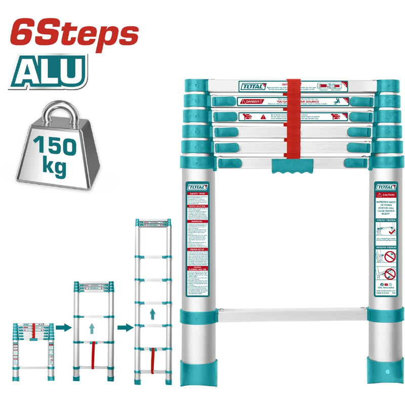 Escalera Telescópica De Aluminio De 6 Escalones.