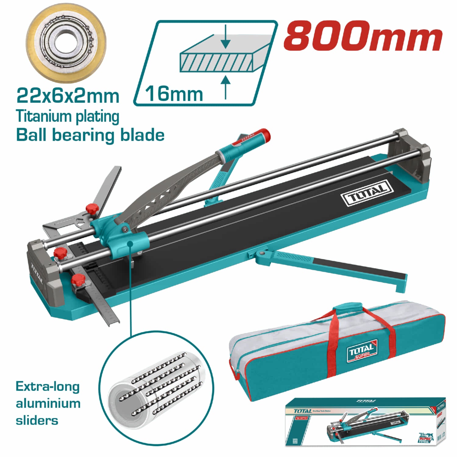 Cortador de Azulejos y baldosas de 800mm. Max grosor 16mm – Cuchilla de Carburo de Tungsteno. Corte Recto y en Diagonal. Cuchilla de 22x6x2mm
