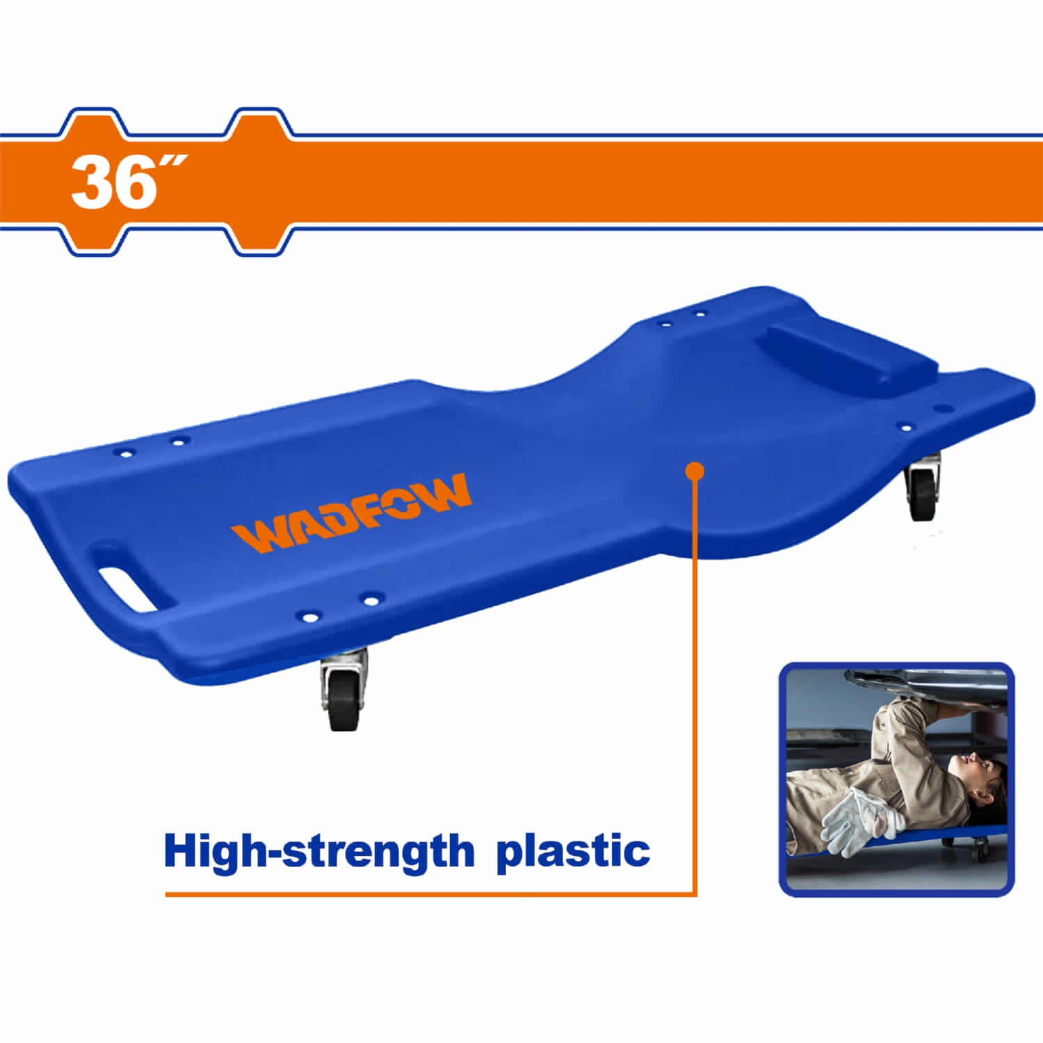 Camilla para mecánico 36" 900x400x100mm 3.45kg. Cama de taller