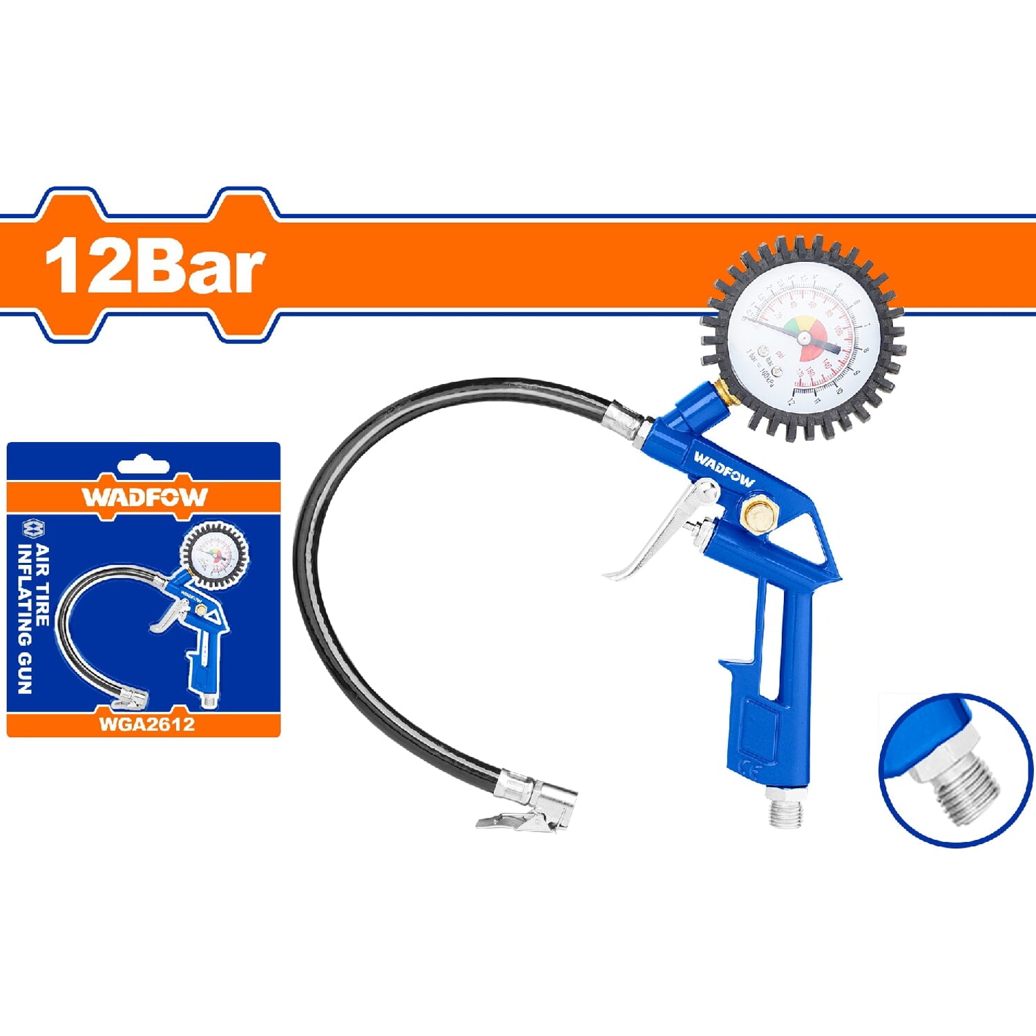 Pistola neumática para inflar llantas. Presión máx: 12Bar.