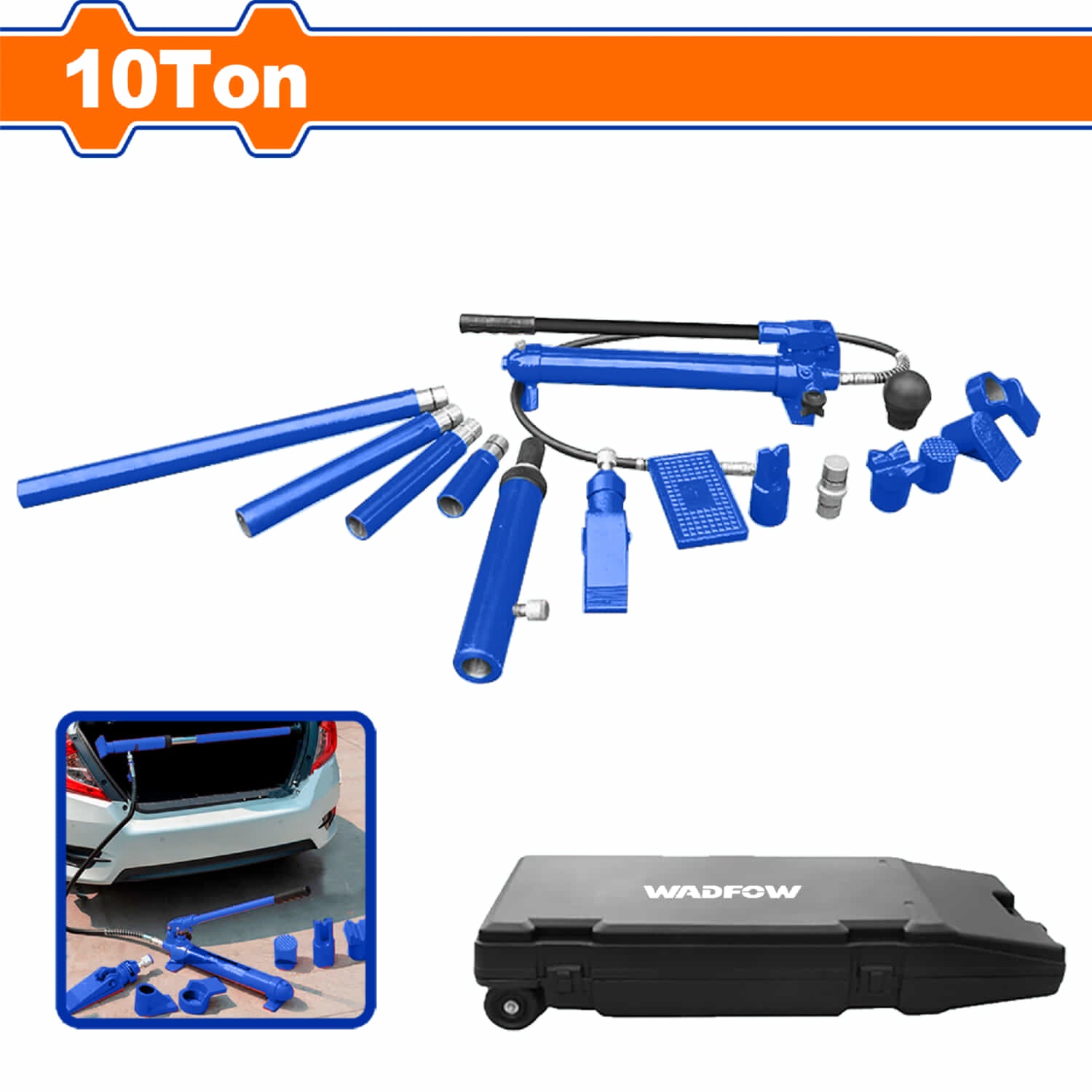 Gato chapisteria Porto power Kit de Reparación de carroceria Hidráulico para autos 10T. Gato Hidráulico saca golpes reparador de carroceria chapistero