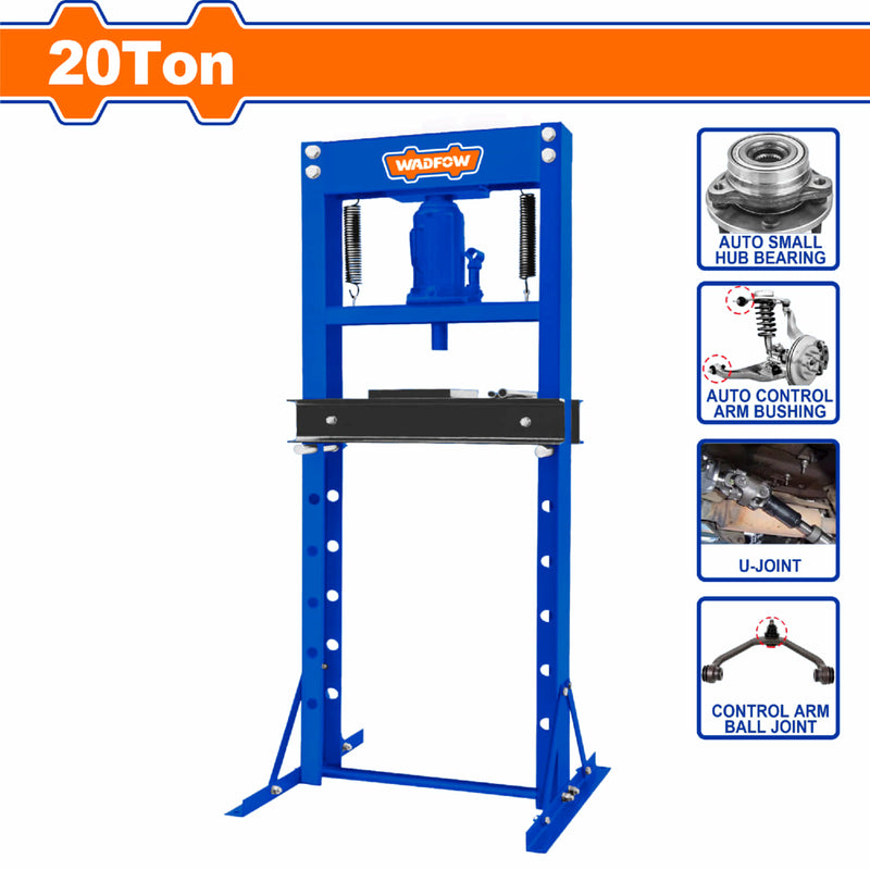 Prensa hidráulica capacidad 20T. Rango de trabajo 0 ~ 710 mm. Prensa de taller.
