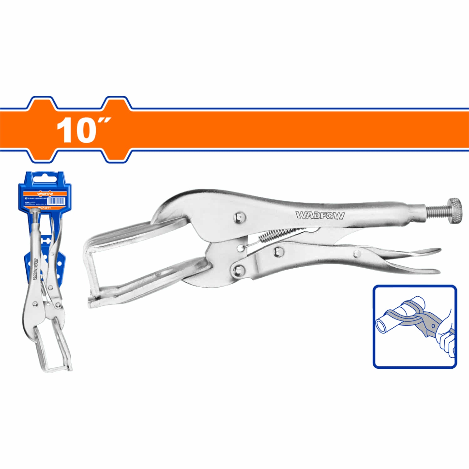 Alicate de presión para soldador de 10" Rango: 0-41mm. Niquelado. Acero al carbono. Pinza